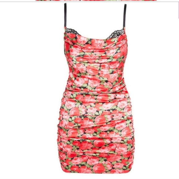 MADELINE Red Black Roses Mini Dress 🍋 For Love and Lemons x VS ❤️ RARE - Picture 10 of 14